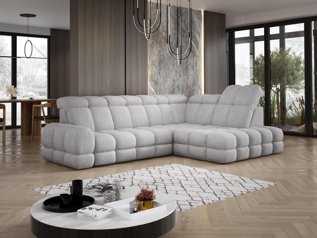 ECKSOFA TOLLO Anthology-stoff L-form 302x217x105 cm grau - Silbereichenfarben, Holz/Textil (217/302cm) - DomoHome