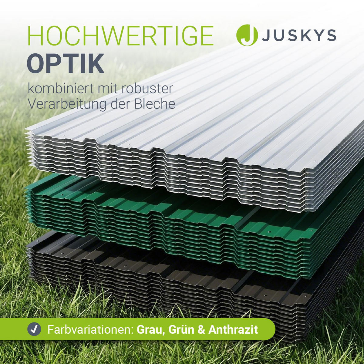 PROFILBLECH Grau 110x45 cm 14er-Set - Grau, Metall (45/110cm) - Juskys