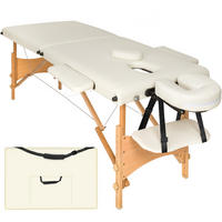 MASSAGELIEGE 2 Zonen Freddi,210 x 95 x 84 cm,beige - Beige, Holz (61/62/185cm) - tectake