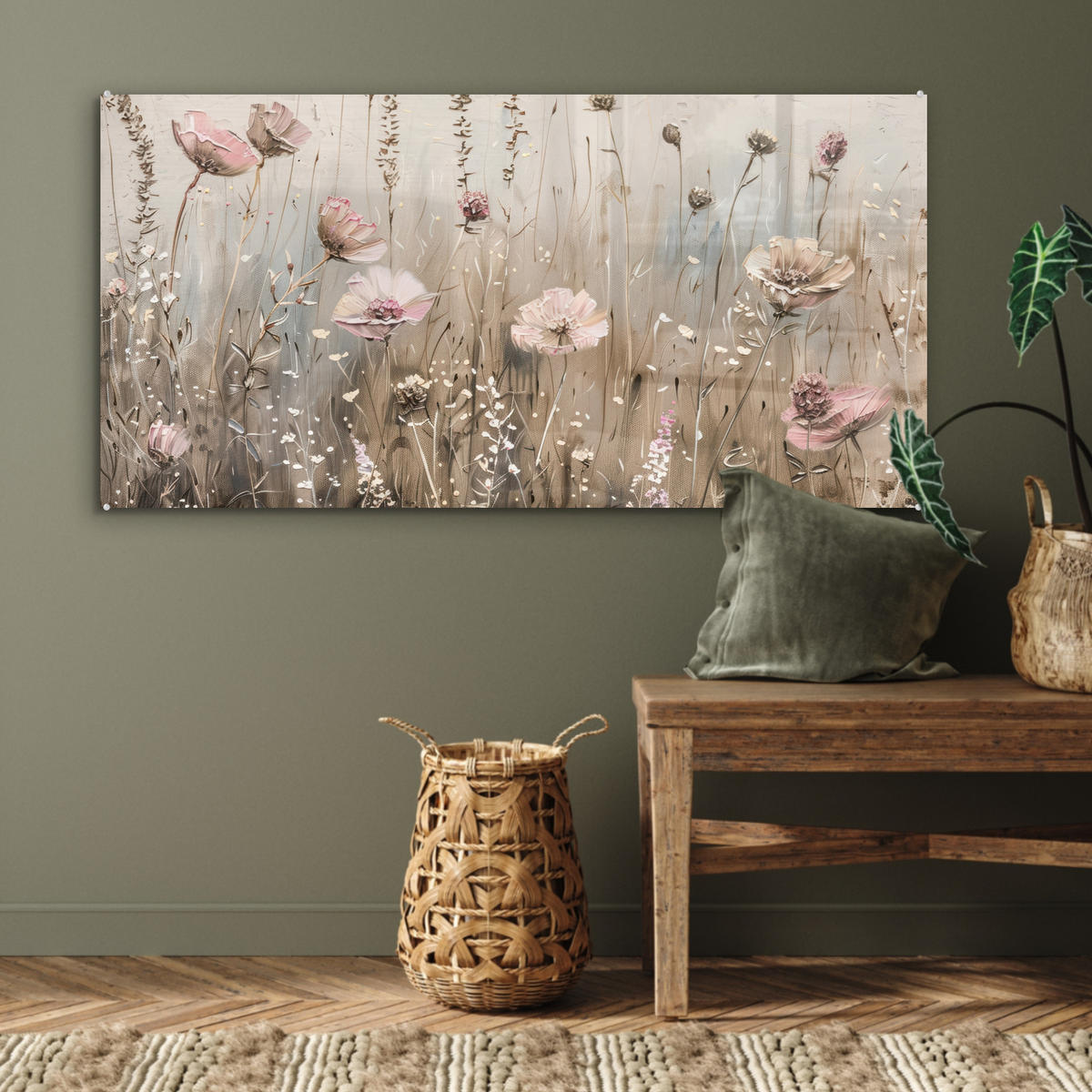 OBRAZ NA AKRYLOVOM SKLE Kvety - Ružová - Moderné - Béžová 120x60 cm - béžová, sklo (120/60cm) - MuchoWow