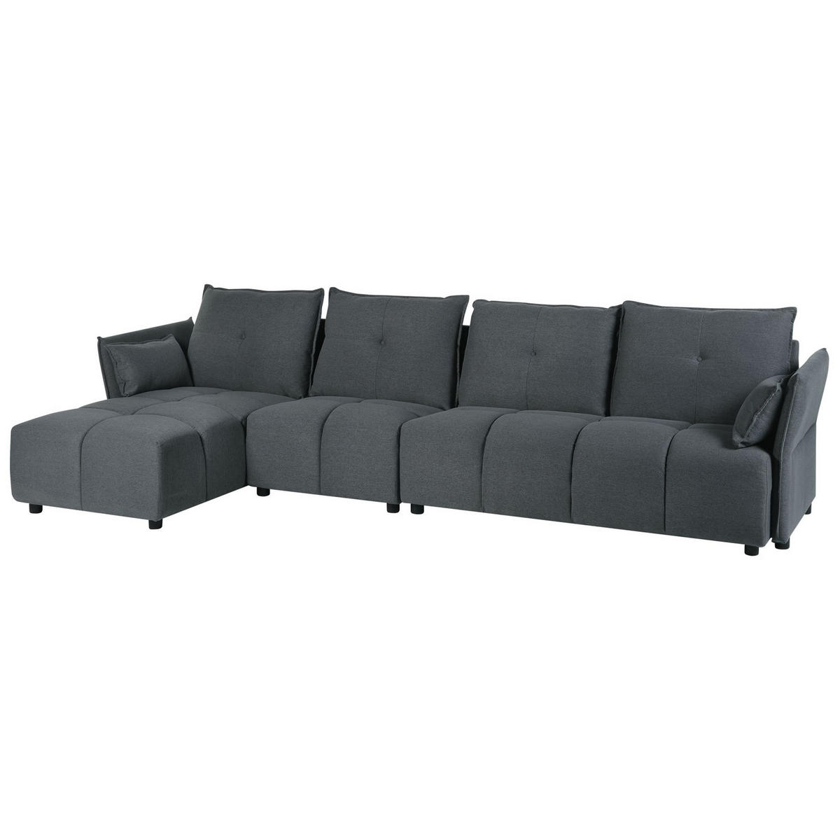 4-SITZER-ECKSOFA Polyester Grau linksseitig Tomra - Graphitfarben, Textil (325/136cm) - Beliani