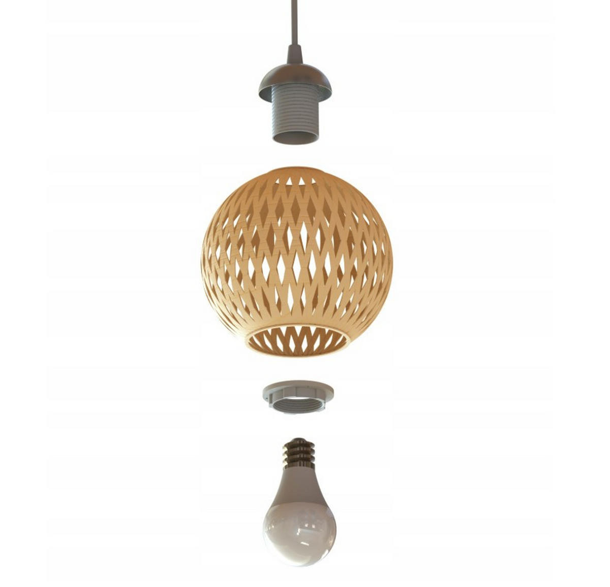 PENDELLEUCHTE BOHO - Beige/Schwarz, Holz/Metall (25/25/100cm) - kiki design