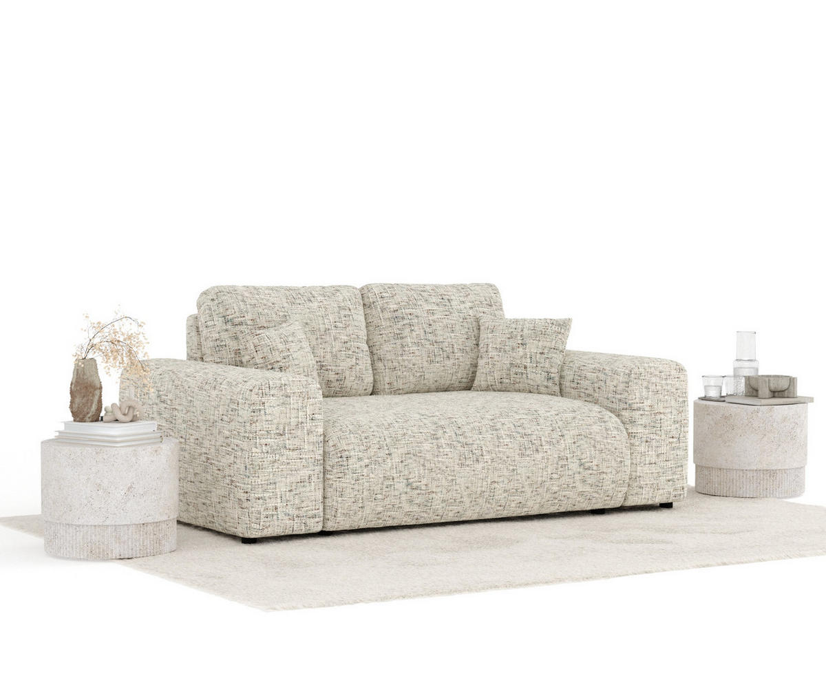 2-SITZER-SOFA Zanzibar Beige Webstoff - Beige/Schwarz, Holz/Holzwerkstoff (178/79/108cm) - Maison de Reve