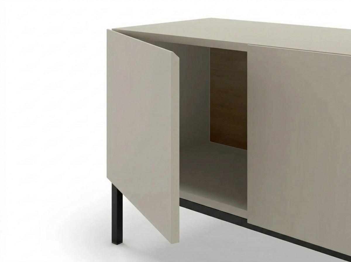TV-LOWBOARD Cailin Sandstein, Eiche natur, Eiche 180/41,8/55 cm - Sandfarben/Schwarz, Holzwerkstoff/Metall (180/55/41.8cm) - Decortie