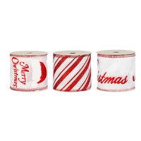 WEIHNACHTSWEIHNACHTSBÄNDER 3er-Set bedruckt rot-weiß 6,5 cm × 270 cm - Rot/Weiß, Kunststoff (6.5/6.5/270cm) - LAALU