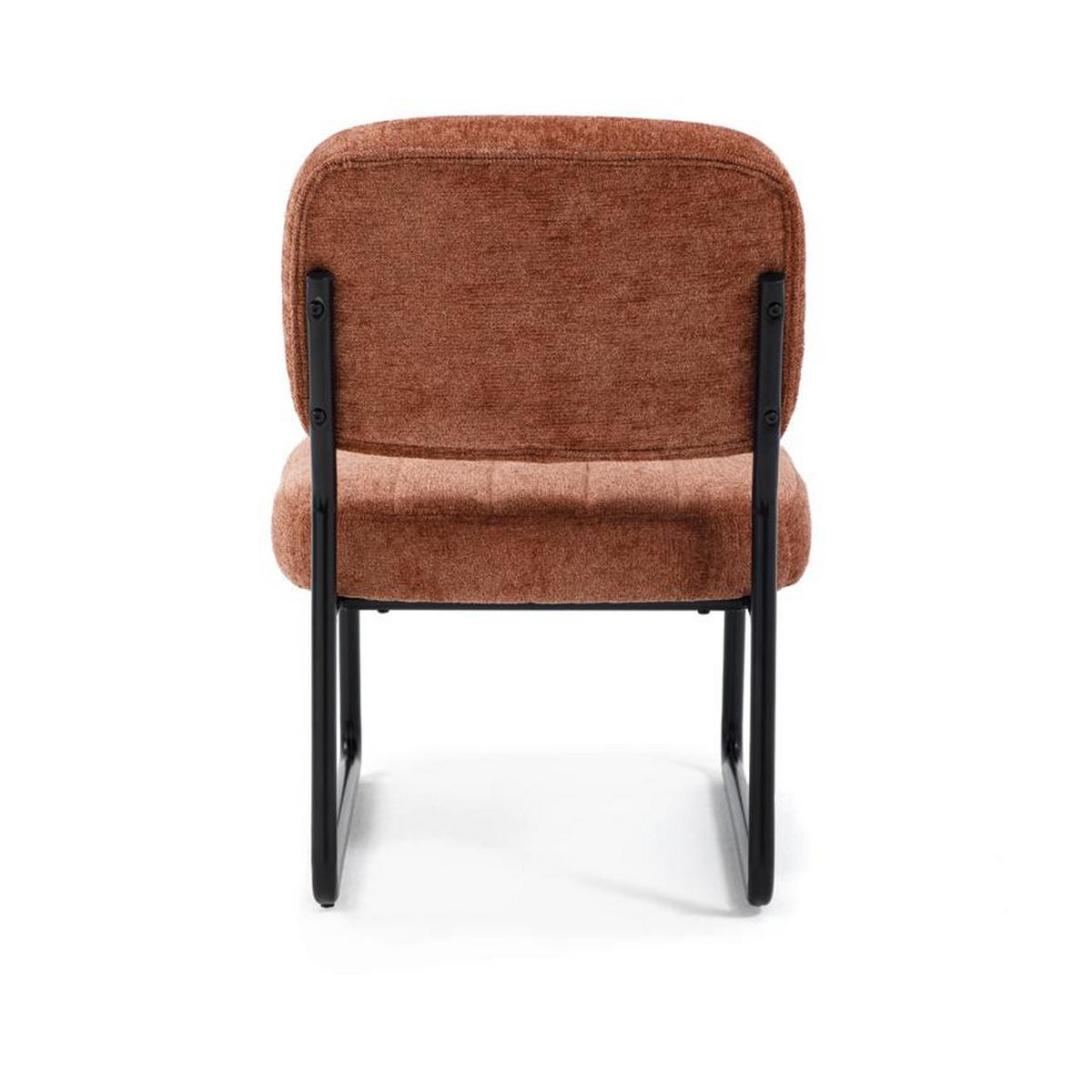 SESSEL terrakotta gepolstert schwarze Metallbeine und Chenille-Stoff - PAOLA - Rot/Schwarz, Textil/Metall (56/77/70cm) - Sicaan