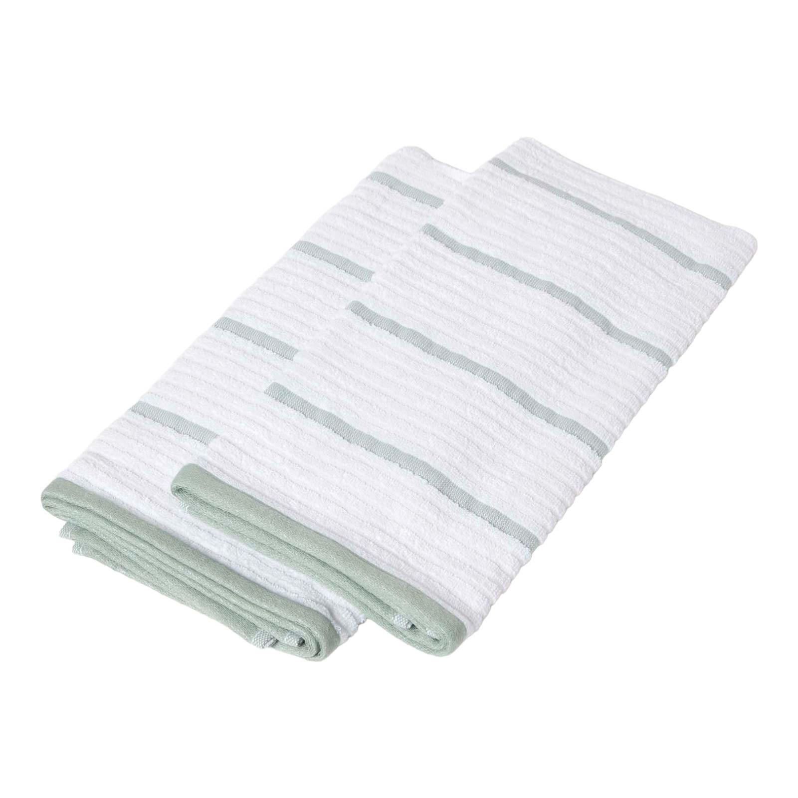 KÜCHENHANDTUCH 2er-Set, 100% Baumwolle gestreift - Grün, Textil (50/70cm) - Homescapes