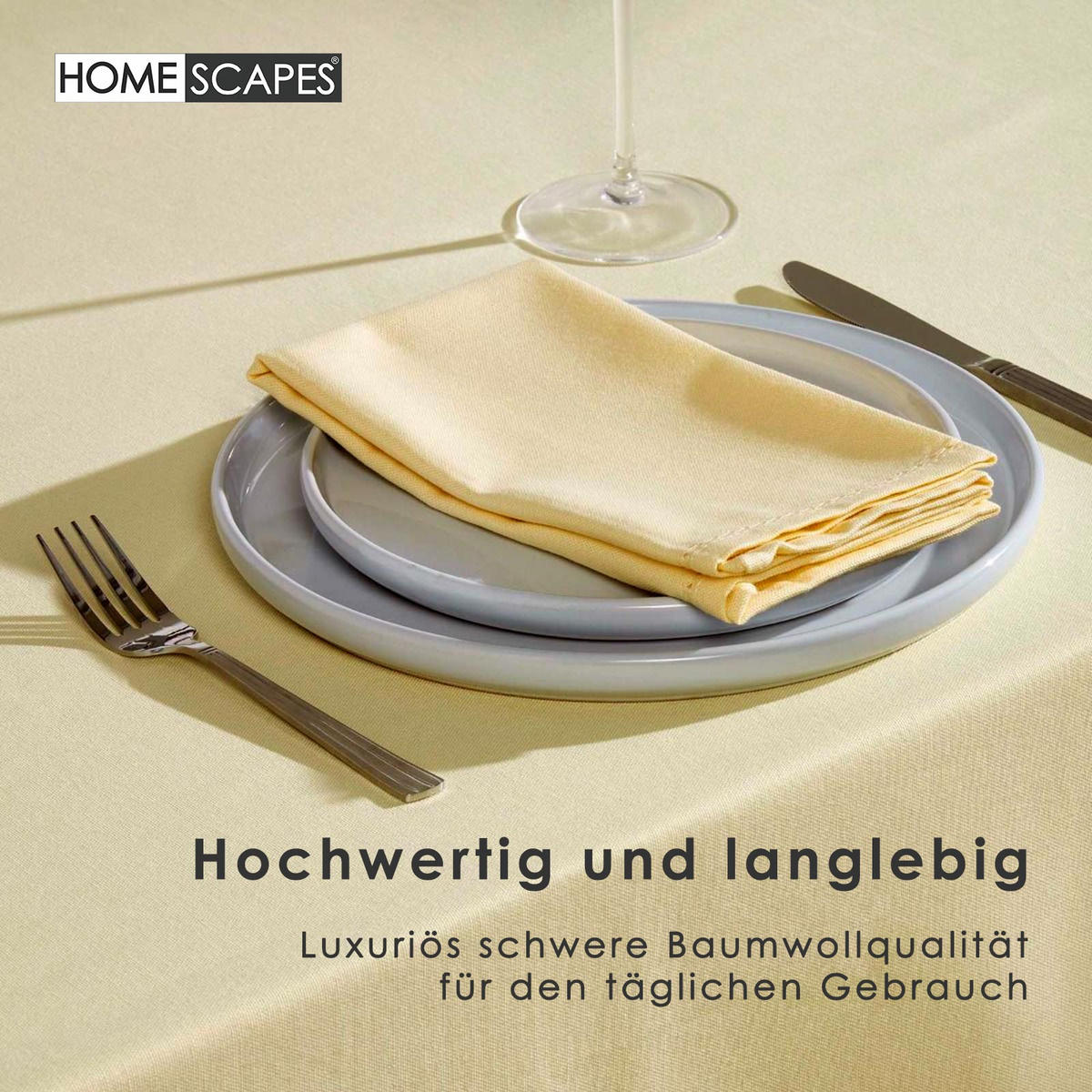 TISCHDECKE creme 137/137 cm, 100% Baumwolle - Creme, Textil (137/137cm) - Homescapes