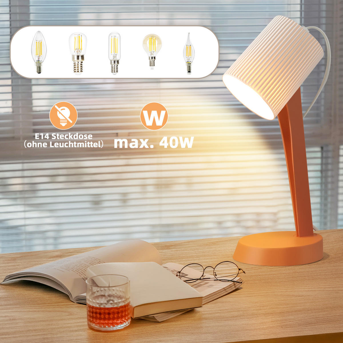 TISCHLEUCHTE Nauman (2er-Set) - Orange, Kunststoff (37.4/14/19.5cm) - Nettlife