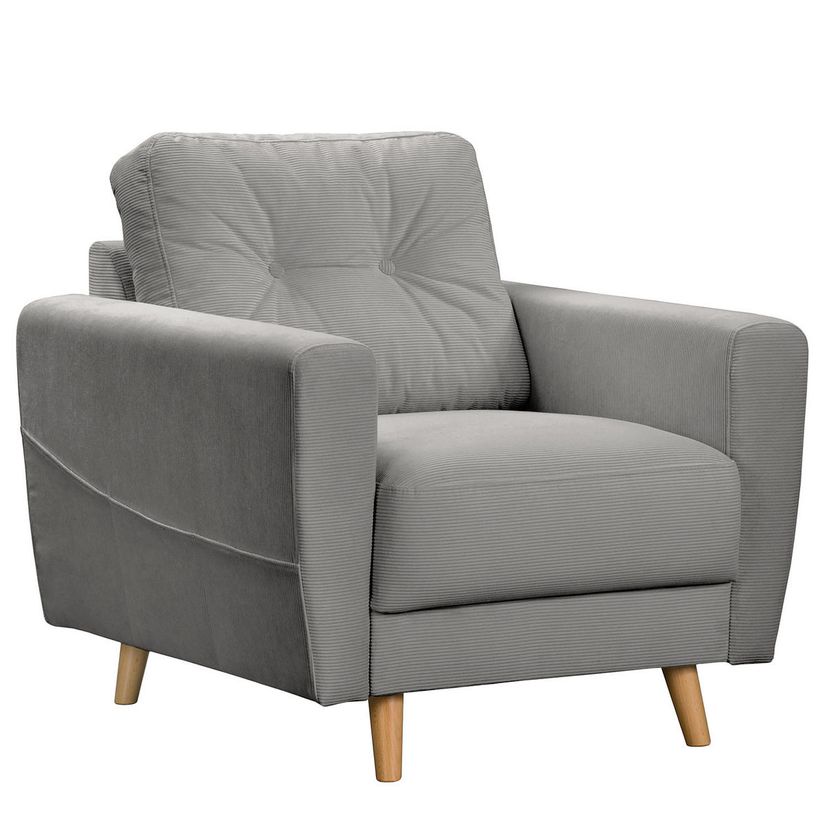 SESSEL - Braun/Grau, Holz/Textil (80/90/87cm) - home24