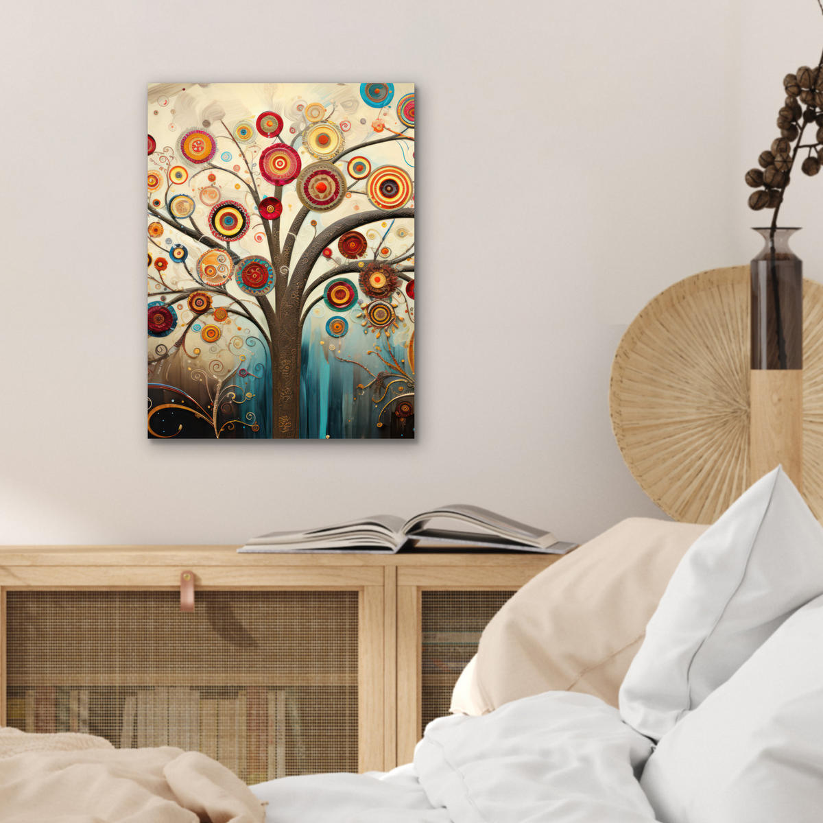 KOVOVÝ OBRAZ Strom - Strom života - Farba 30x40 cm - hnedá, kov (30/40cm) - MuchoWow