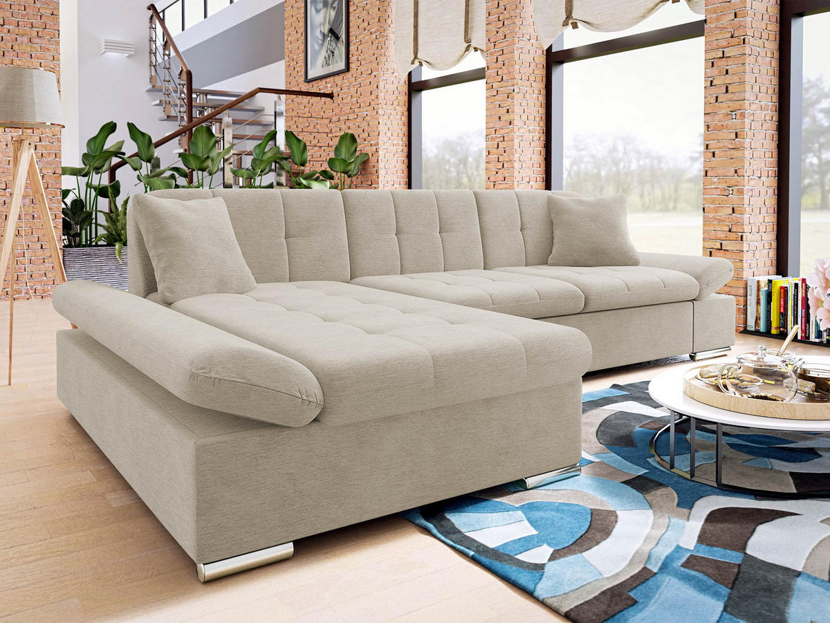 ECKSOFA Malwi, Seite: Links - Champagner, Holz/Textil (278/161cm) - MIRJAN24