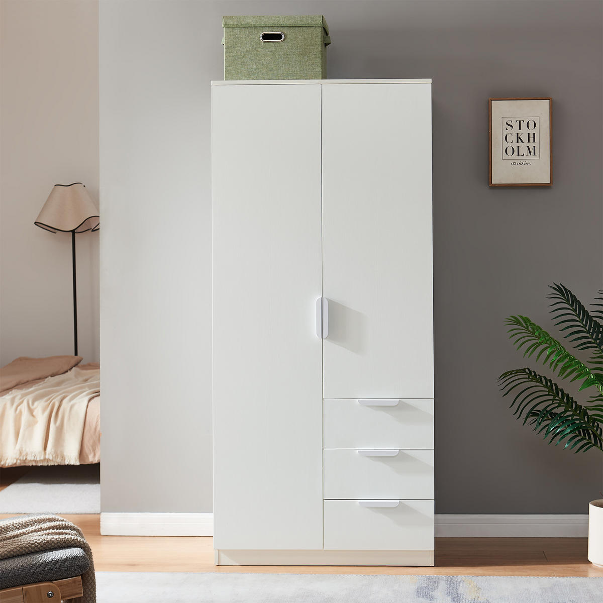KLEIDERSCHRANK Eiselfing - Weiß, Holzwerkstoff (80/176/52cm) - [en.casa]