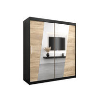 SCHWEBETÜRENSCHRANK 200/180/62 2-türig - Silberfarben/Schwarz, Holz/Kunststoff (180/200/62cm) - Abiks Möbel
