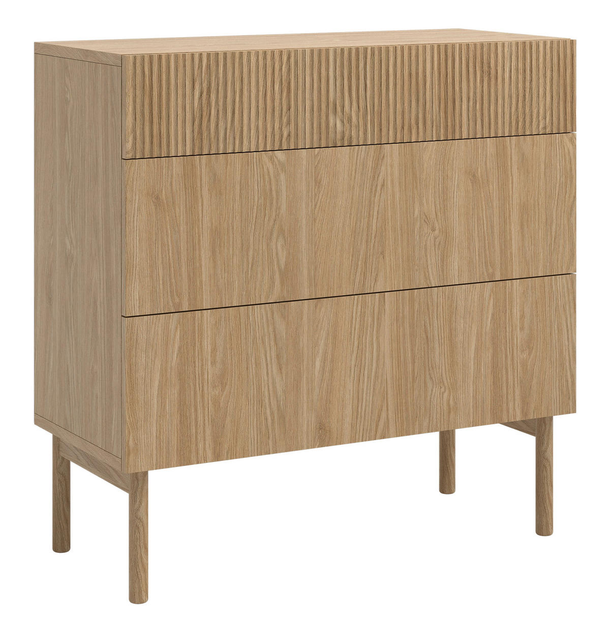 KOMODA Nolie dekor duba s 3 zásuvkami 90 cm - farba duba, drevo/kompozitné drevo (90/90.6/38cm) - Selsey