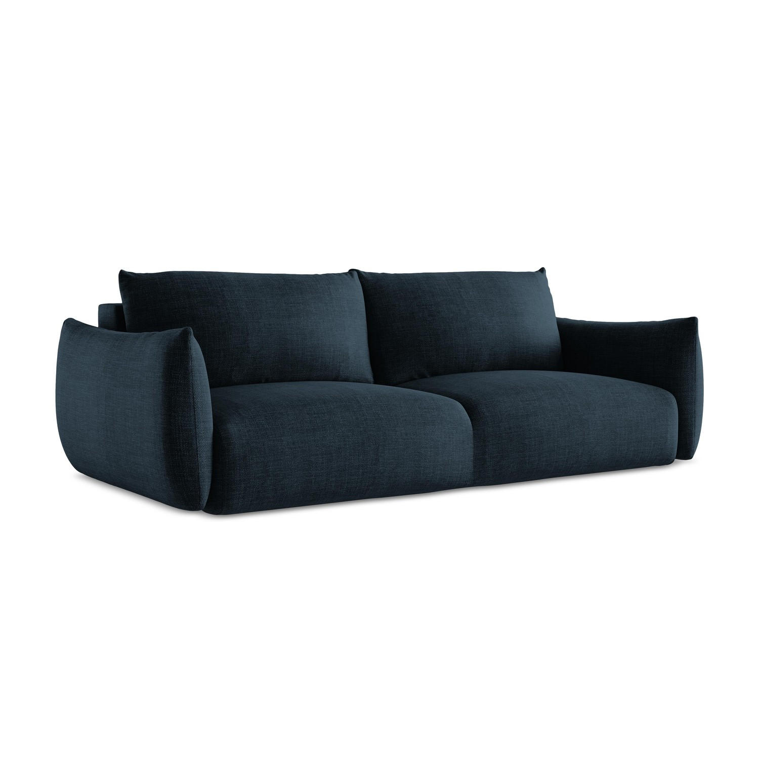 3-SITZER SOFA mit Schlaffunktion Strukturstoff Blau - Blau/Schwarz, Holzwerkstoff/Kunststoff (230/90/105cm) - LaMiaSofa