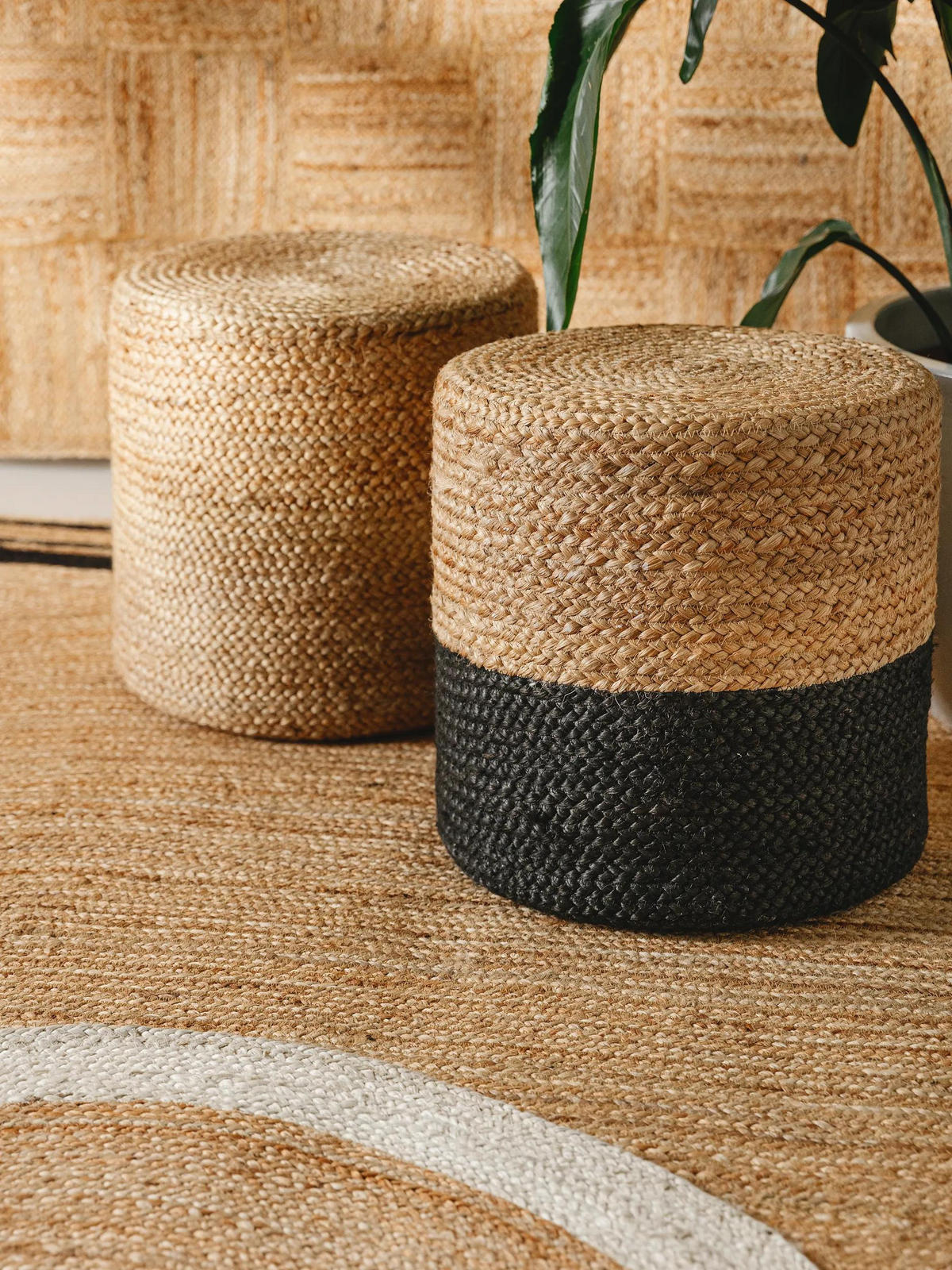 RUČNO izrađen puf od jute Jutta svijetlosmeđa 40x40x40 cm - svijetlo smeđa, tekstil (40/40/40cm) - benuta Pure