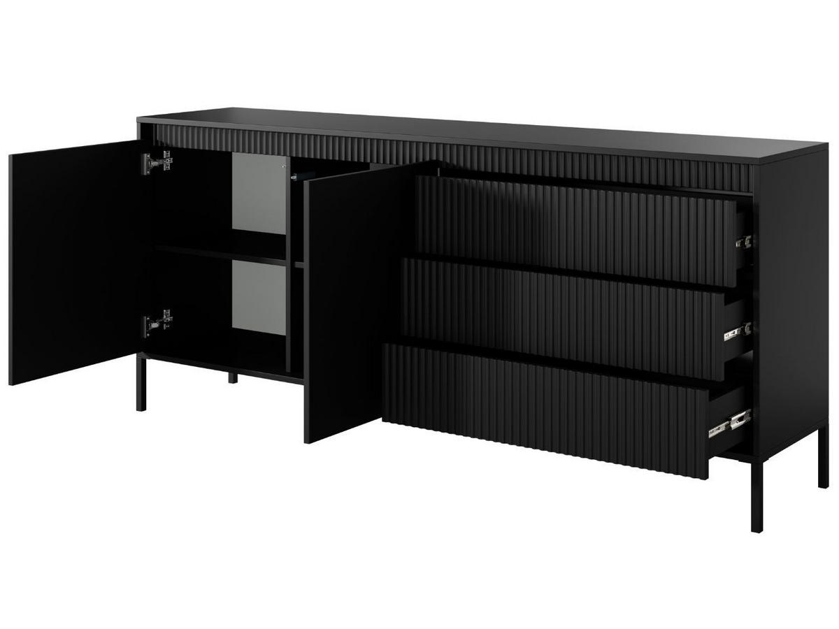 KOMMODE Schwarz 187/82/40 cm Sorano - Schwarz, Naturmaterialien/Metall (187/82/40cm) - Graingold