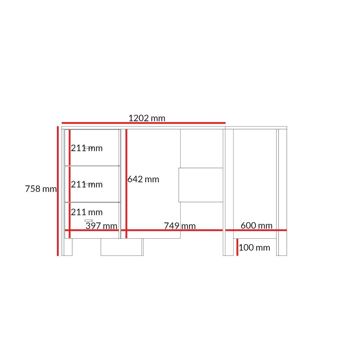 SCHREIBTISCH mit Schubladen Ethan 3S 120 Eiche Cremona - Eichefarben/Schwarz, Holzwerkstoff/Metall (60/120/76cm) - mzm24