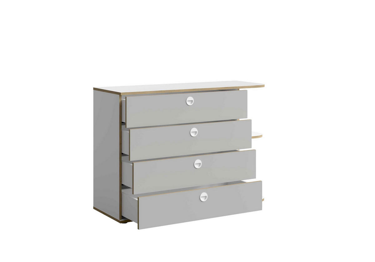 KOMMODE AMARIS 116/81,7/42cm mit 4 Schubladen Türen Grau - Weiß/Grau, Holzwerkstoff (116/81.7/42cm) - MASSENO
