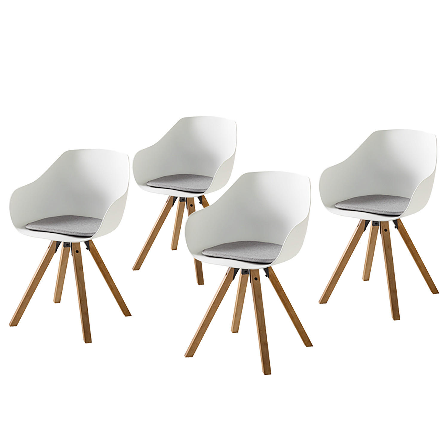 ARMLEHNENSTUHL-SET - Kunststoff / Gummibaum massiv - Weiß, Holz/Kunststoff (57/81/53cm) - home24