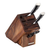 MESSERBLOCK, schräg stehend, Akazienholz, 22 x 11.5 x 22 cm - Braun, Holz (28/19/12cm) - Continenta