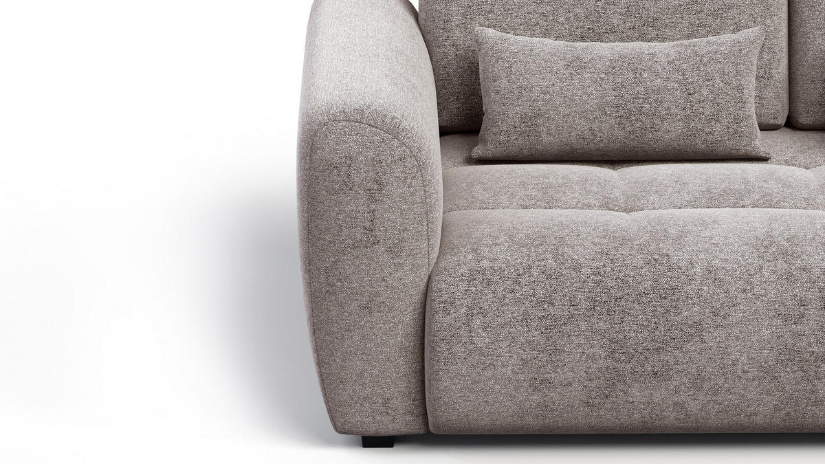 SOFA SORENO 3-Sitzer, dunkelbeige - Beige/Schwarz, Holz/Textil (214/94/114cm) - Courtois Laville