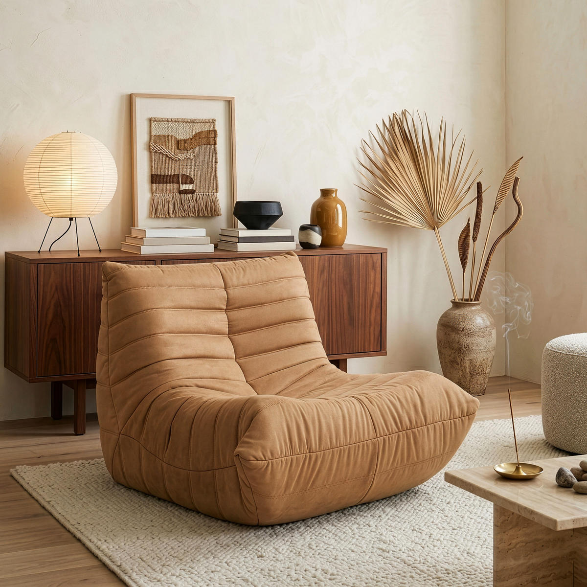BODENSESSEL Kodsø - Braun, Textil (90/75/100cm) - [en.casa]