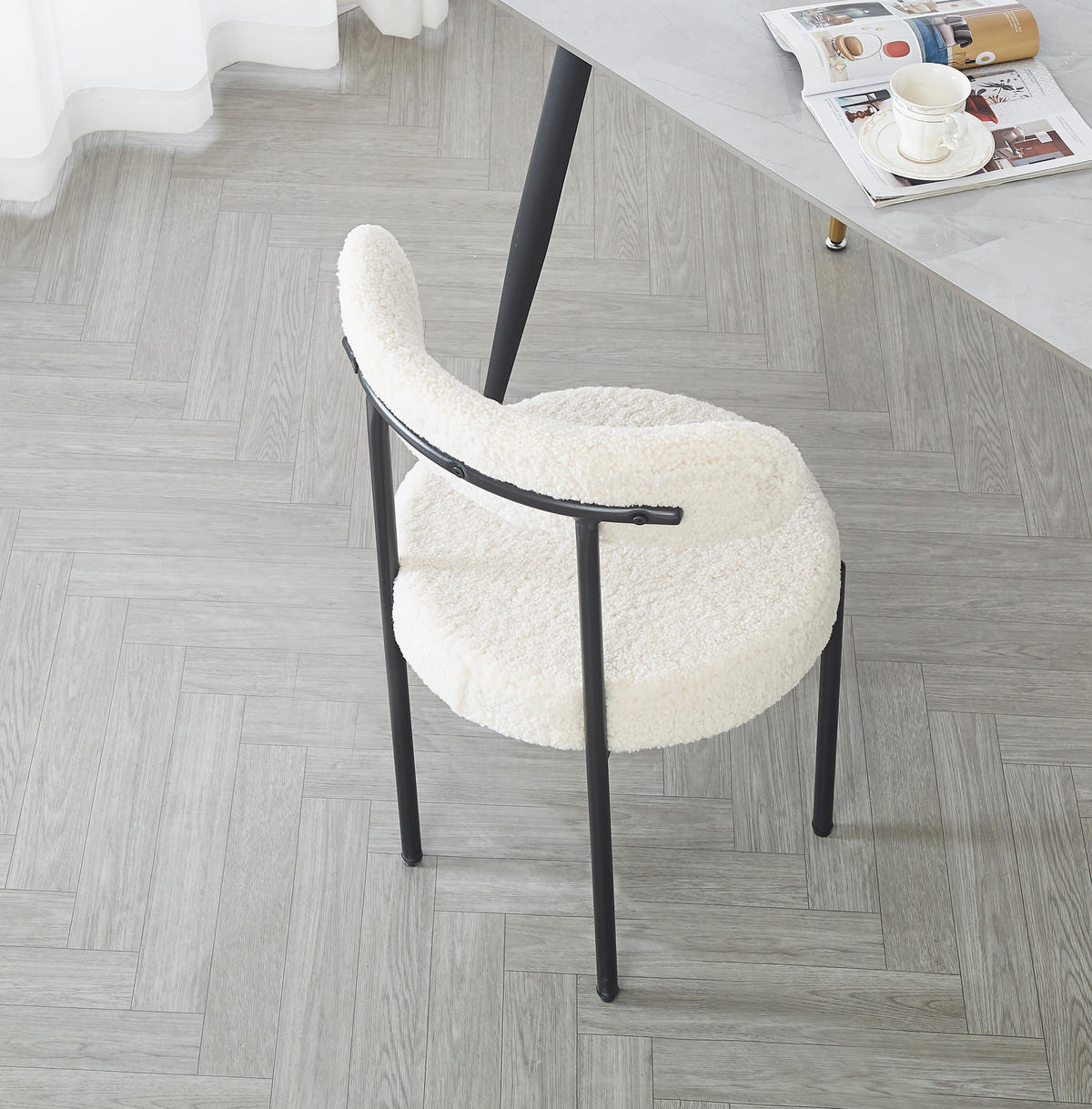 STUHL 2er-Set Wolle Weiß - Weiß, Textil (47/79/48cm) - Nordlys