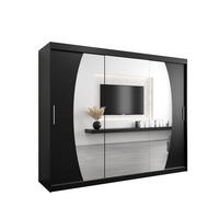 SCHWEBETÜRENSCHRANK 200/250/62 3-türig - Silberfarben/Schwarz, Holz/Kunststoff (250/200/62cm) - MÖBEL KRYSPOL