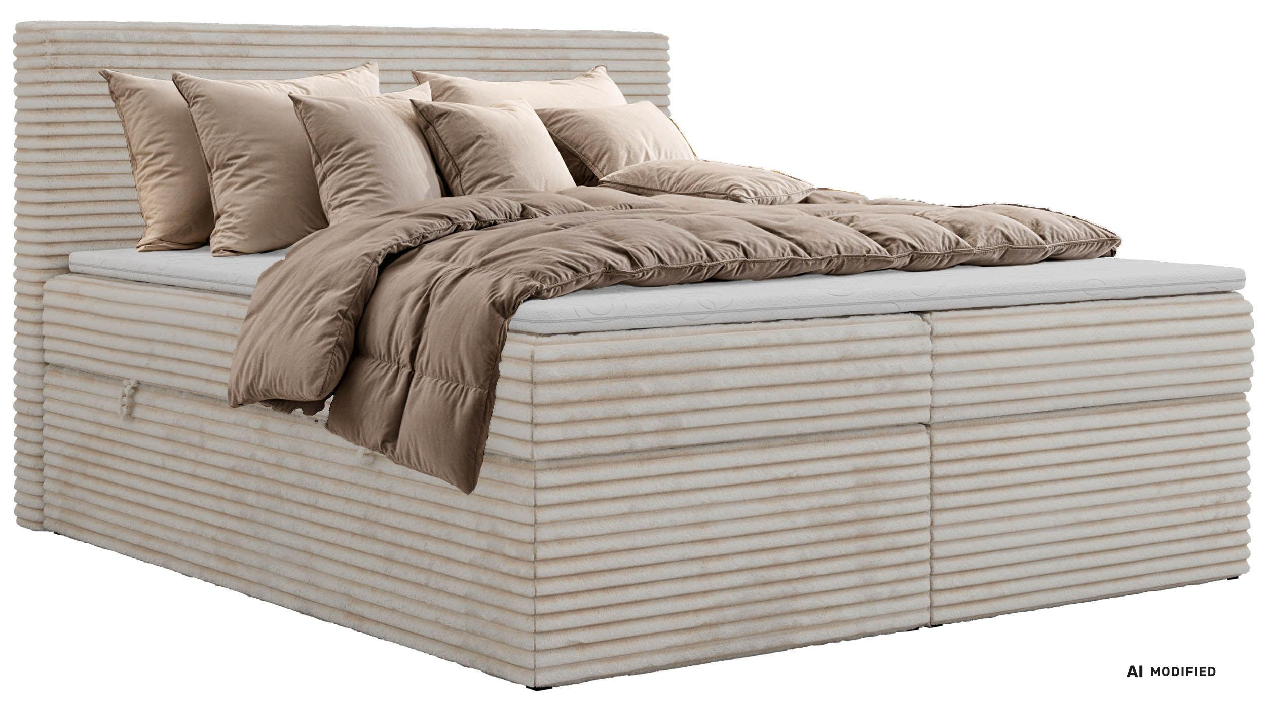 KONTINENTÁLNÍ POSTEL TILION 140/200 - Béžová Manšestr - Topper T25 - H4 - černá/béžová, textil/plast (140/200cm) - MKS