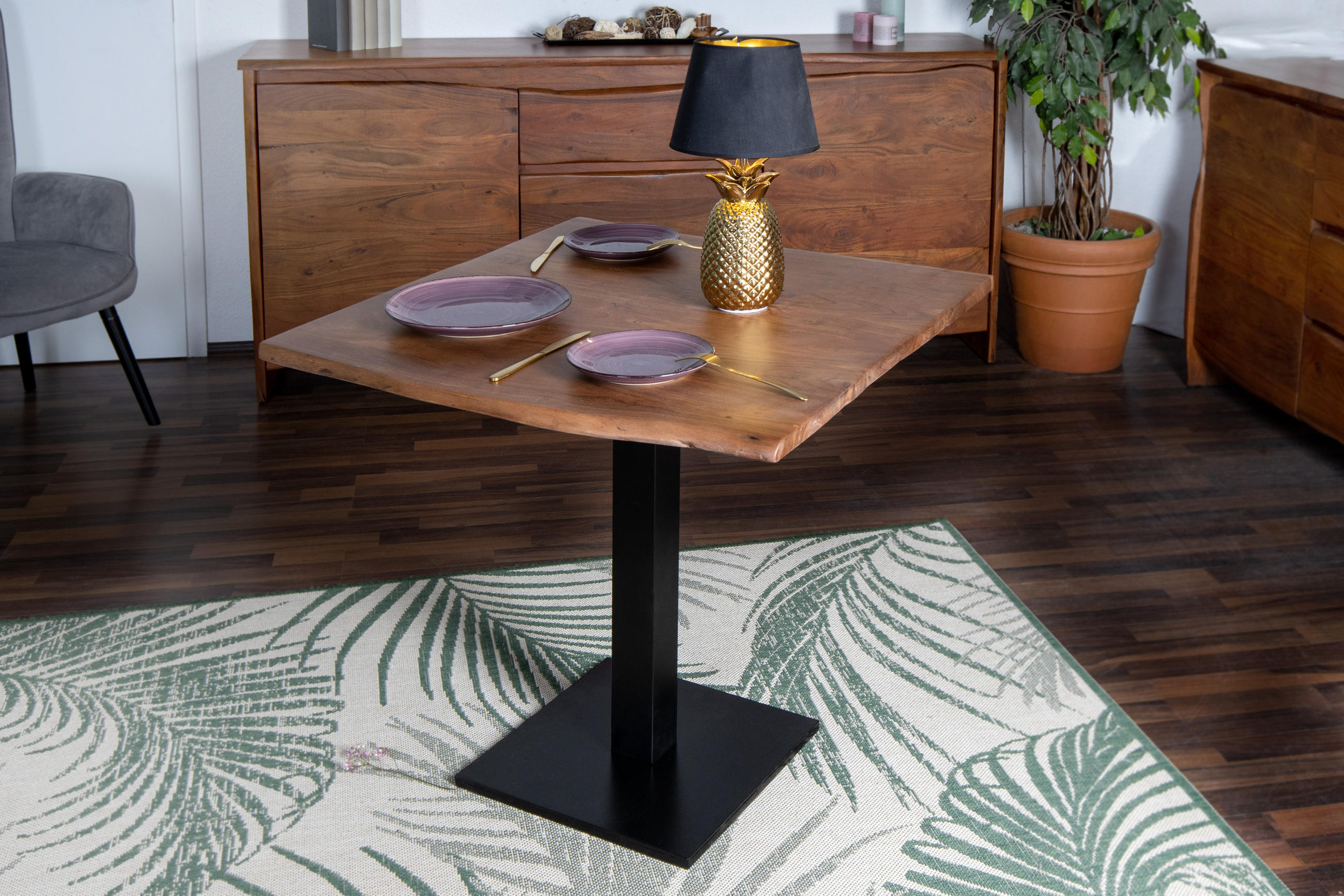 BISTROTISCH IRIS - Schwarz/Braun, Holz/Metall (80/80/75cm) - SAM