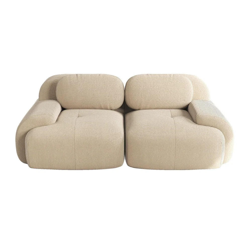 SOFA Loveseat mit gebogenen Armlehnen und rutschfester Unterseite, Beige - Beige, Textil (138/70/103cm) - Kaket
