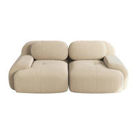 SOFA Loveseat mit gebogenen Armlehnen und rutschfester Unterseite, Beige - Beige, Textil (138/70/103cm) - Kaket