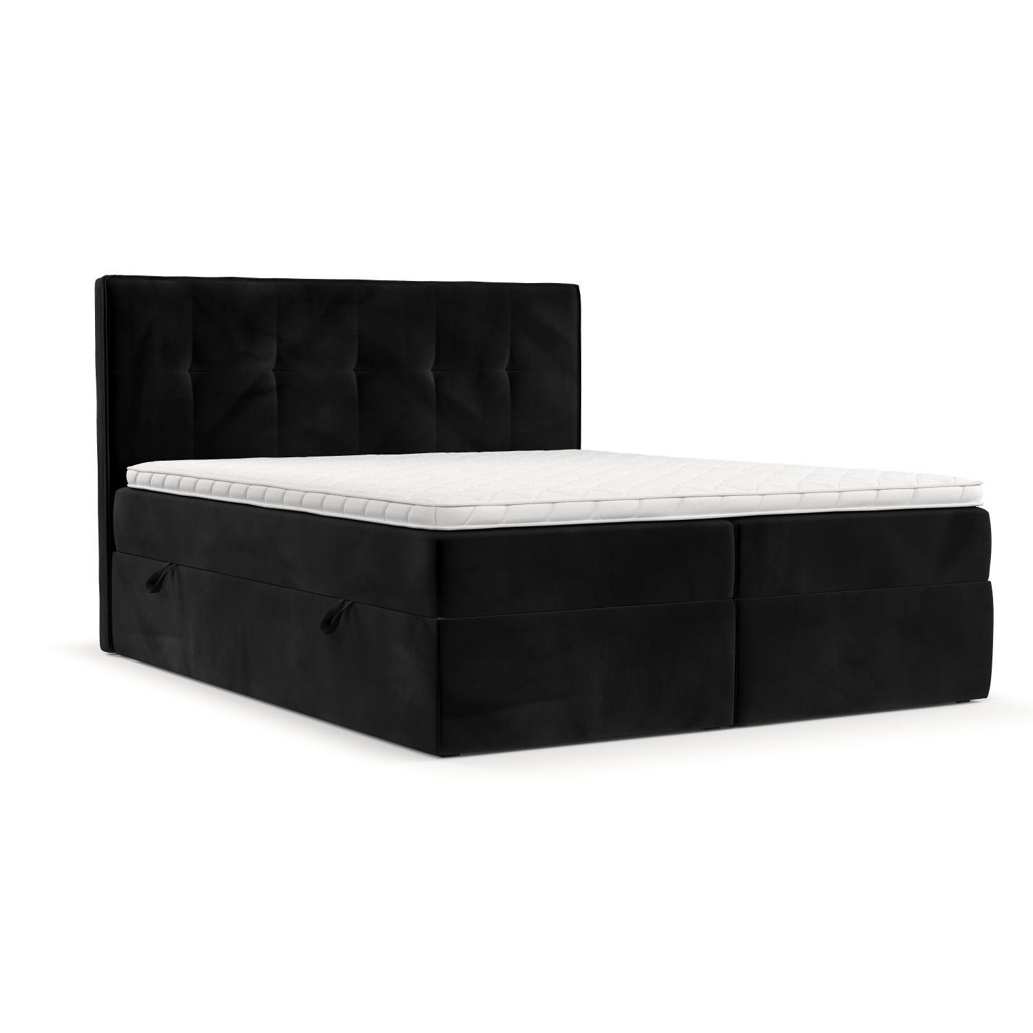 BOXBETT Mireo 160/200 cm Schwarz im Kronos Stoff - Schwarz, Holz/Holzwerkstoff (160/200cm) - AltaBeds