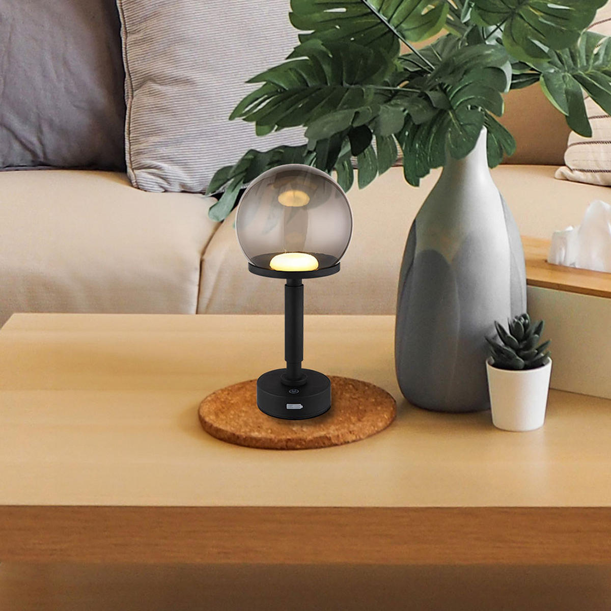 LED TISCHLEUCHTE Haku Schwarz - Schwarz, Kunststoff (15/15/31.5cm) - Globo Lighting