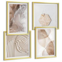 BILDER SET 4er Set - 50x50 cm & 40x60 cm Goldrahmen - Abstrakte bemalte Strukturen - Goldfarben, Kunststoff (50/50cm) - TULUP