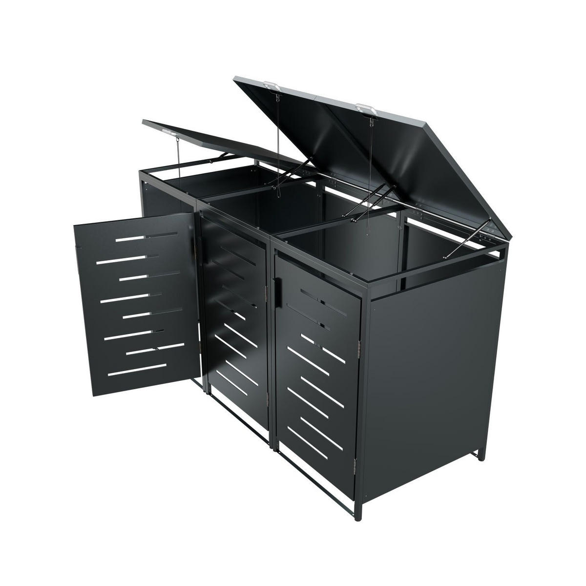 MÜLLTONNENBOX Arel 3er-Set - Anthrazit, Metall (204/120/80cm) - Juskys