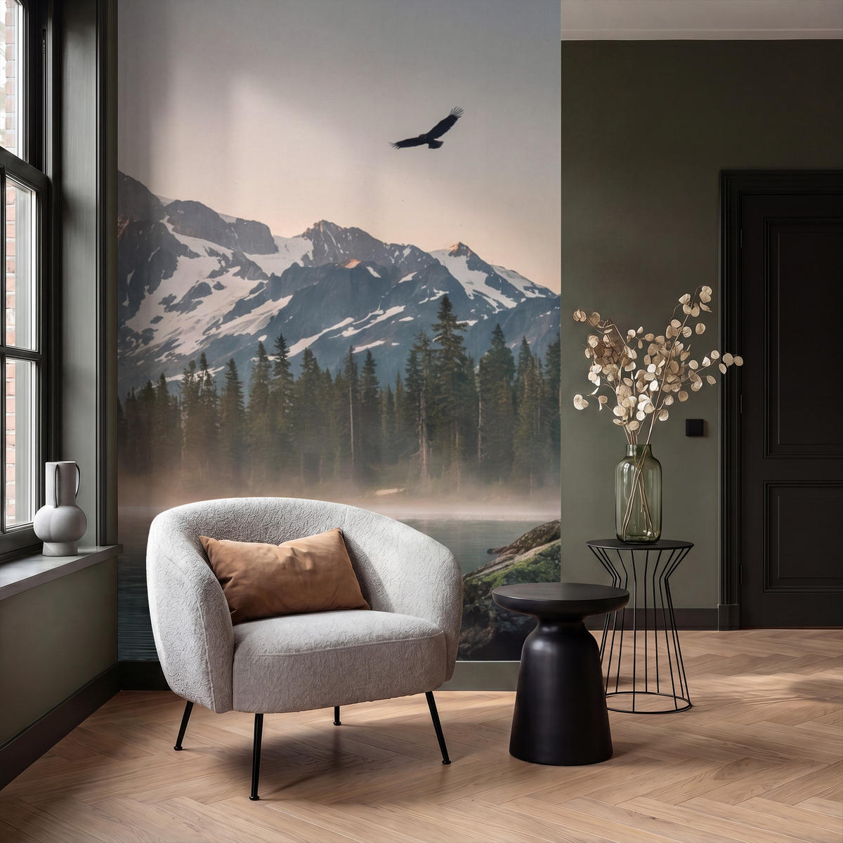 TAPETE - Berge - Wasser - Bäume - 140x240 cm - Multicolor, Papier (140/240cm) - OnlyWow