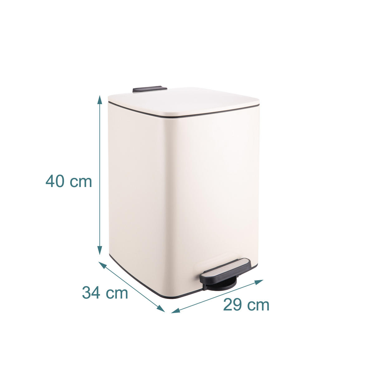 MÜLLEIMER - Beige, Kunststoff/Metall (29/40/34cm) - Relaxdays