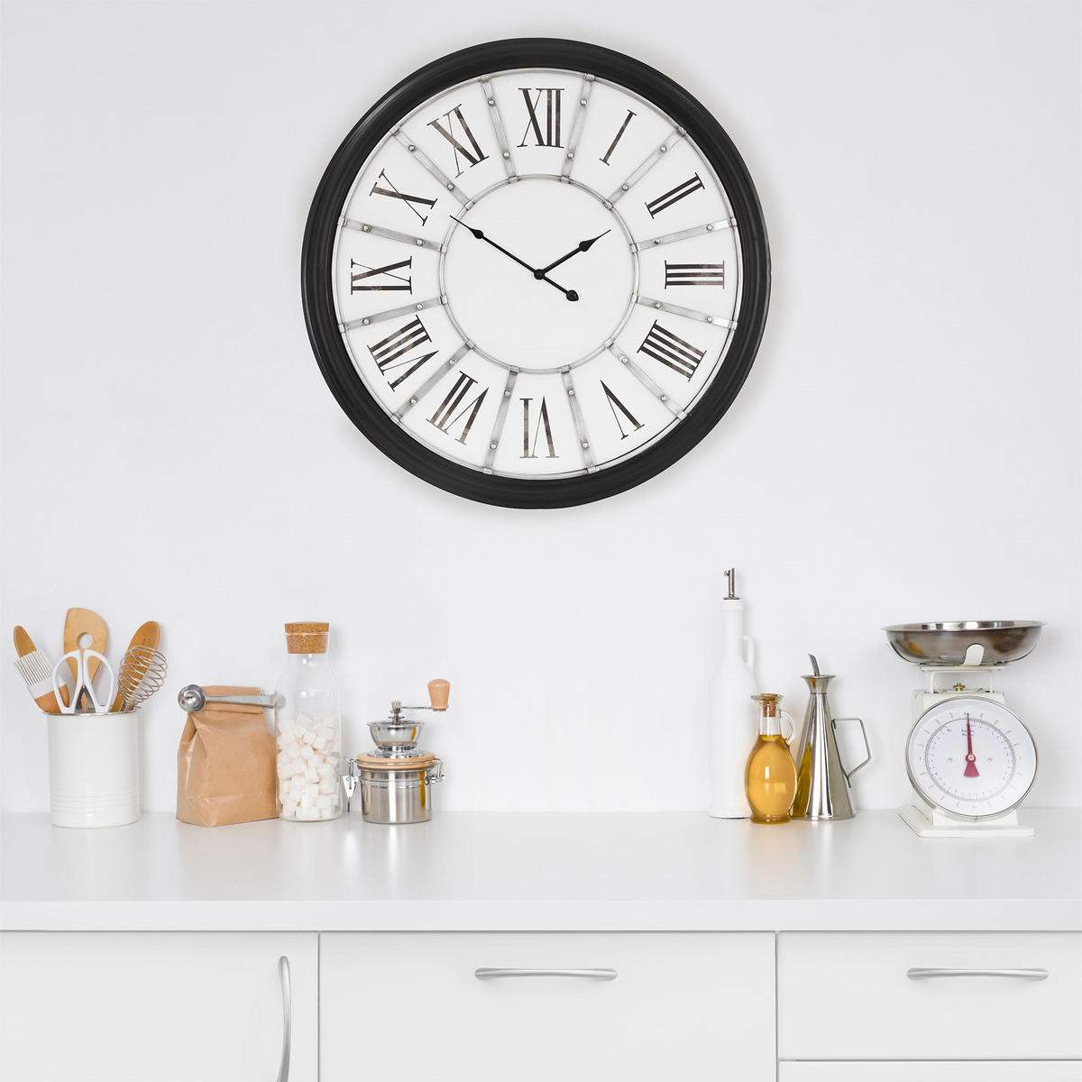 WANDUHR - Schwarz, Holz (3/71/71cm) - WOMO-DESIGN