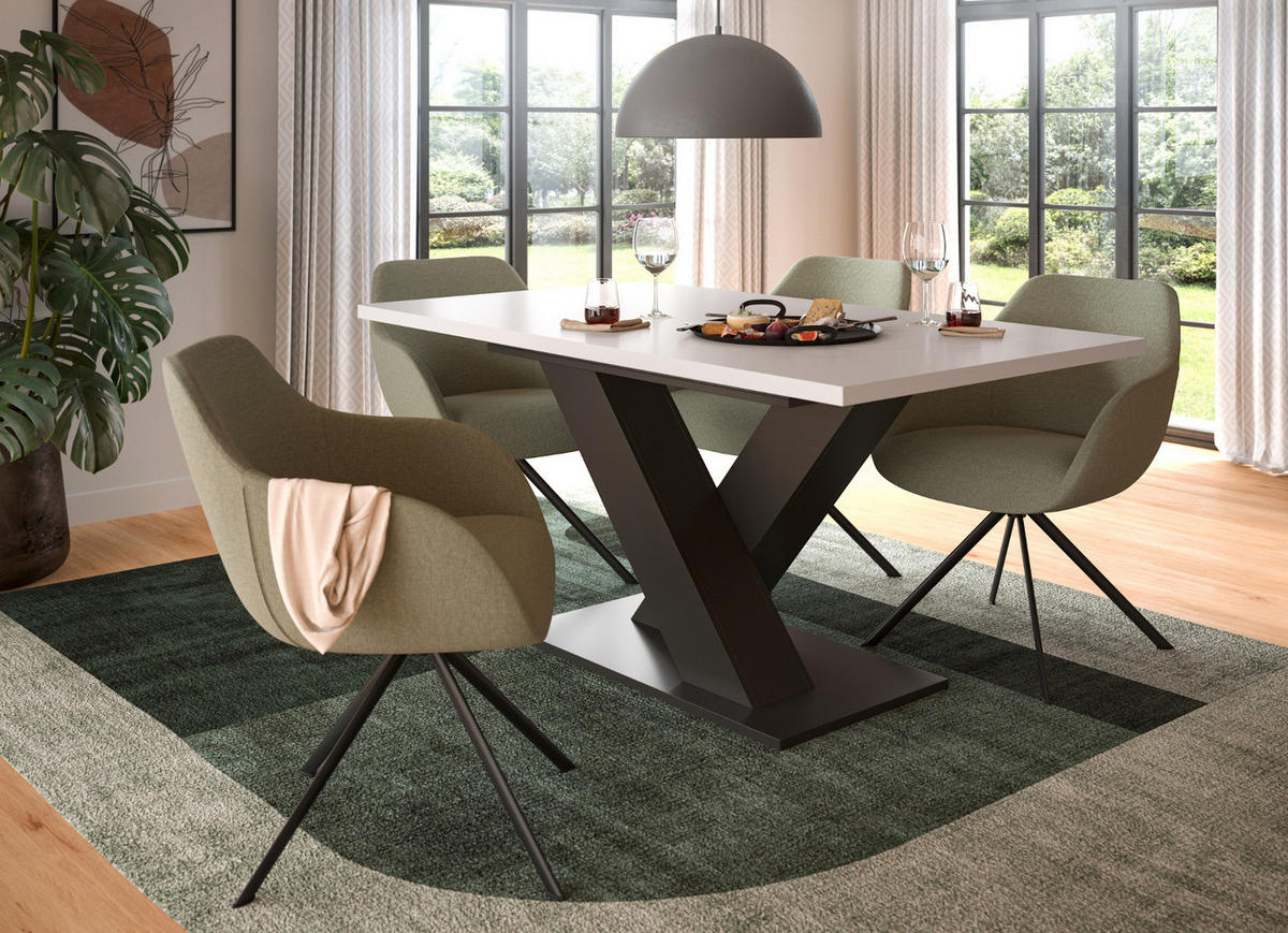 ESSTISCH weiß, grau 150 - 190 cm, Küchentisch ausziehbar - Weiß/Grau, Holz/Holzwerkstoff (150/90/76cm) - Inn.Furn