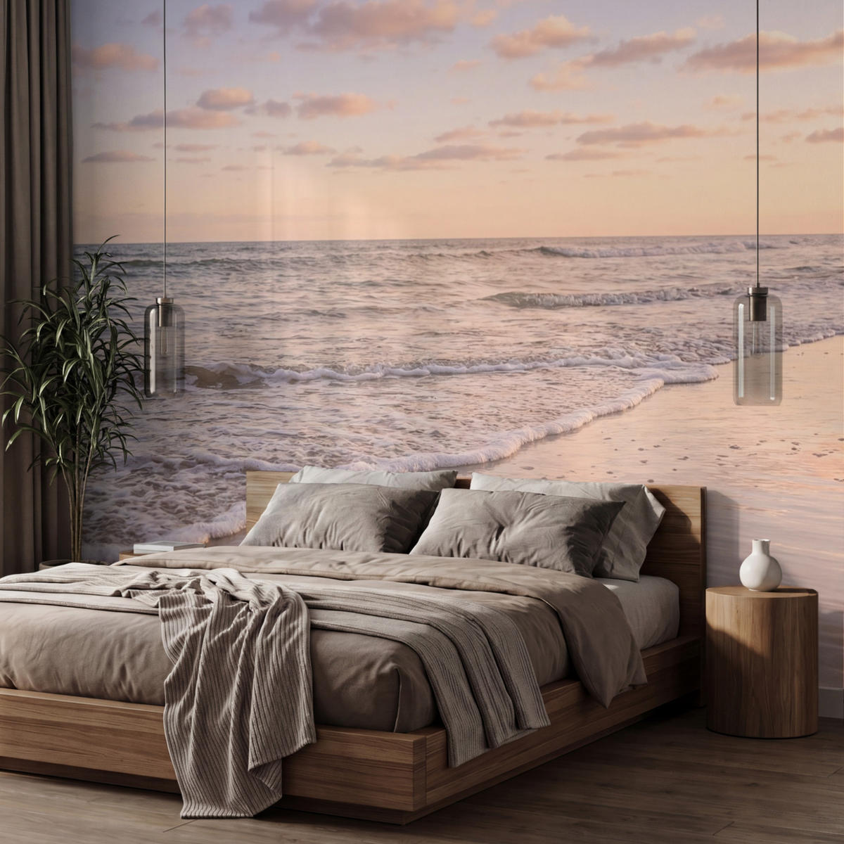 TAPETE - Strand - Brandung - Wolken - 400x280 cm - Hellrosa, Papier (400/280cm) - OnlyWow