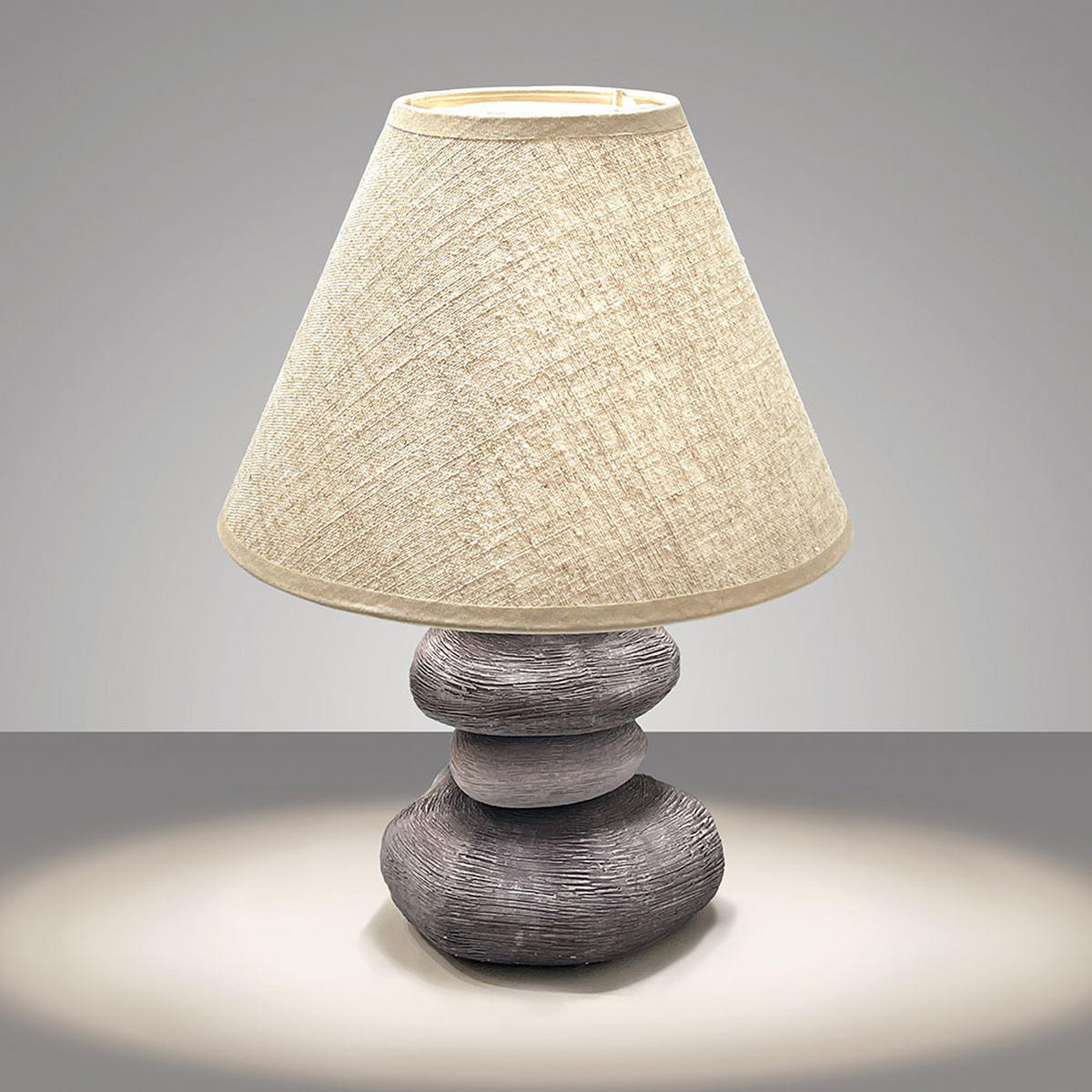 TISCHLEUCHTE Keramik Steinoptik Braun Grau - Braun, Textil (25/25/33.5cm)