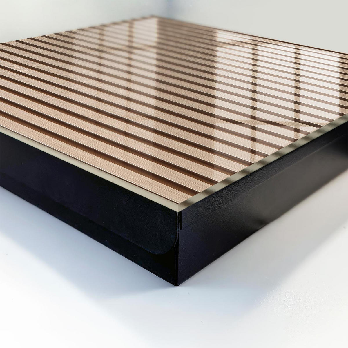 SCHLÜSSELBOX Schwarz 30x30 cm- Türöffnung nach rechts - Warme Linien - Beige, Metall (30/30/5cm) - TULUP