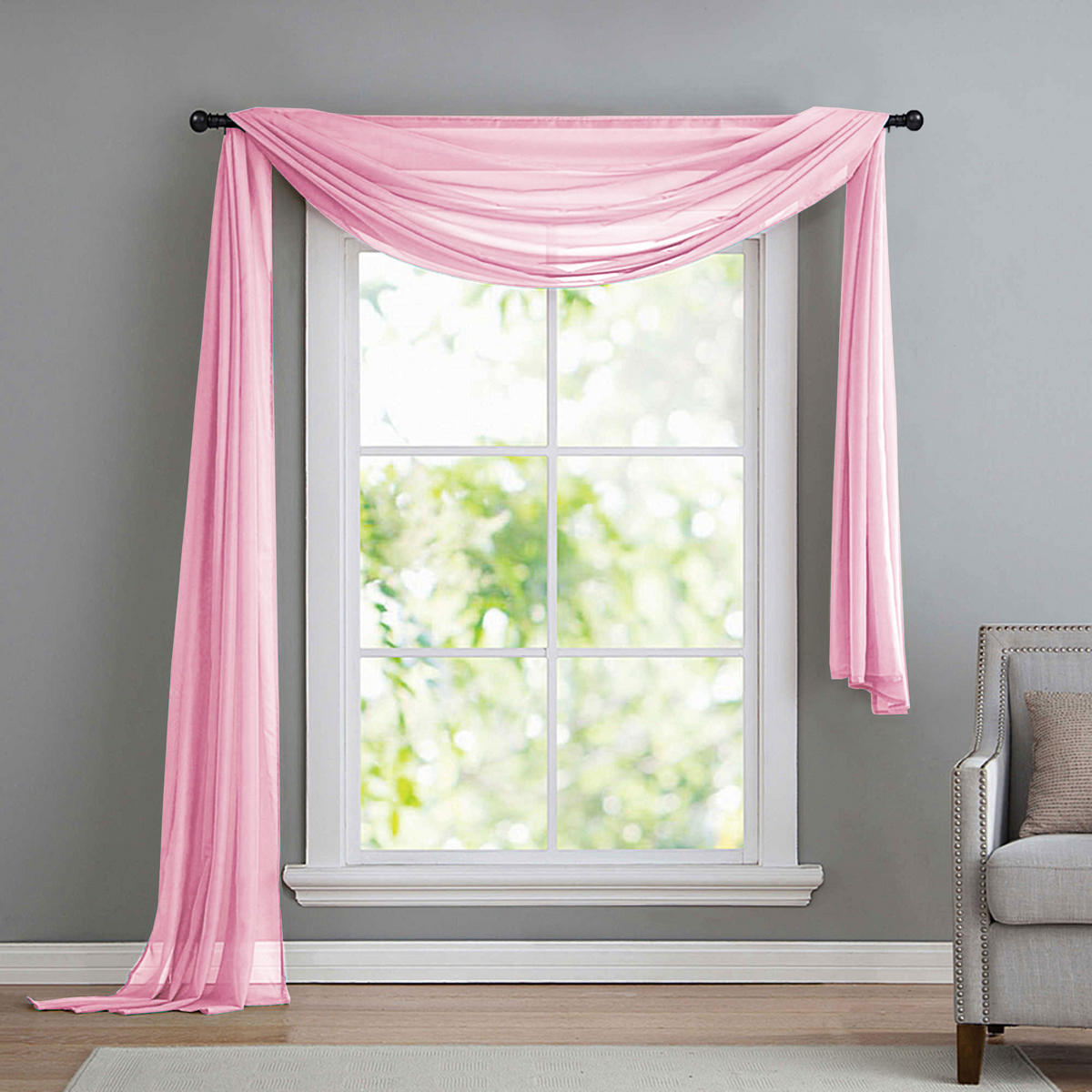 QUERBEHANG 1ER SET HxB 140x600 Hellrosa - Hellrosa, Textil (140/600cm) - Gardinenbox