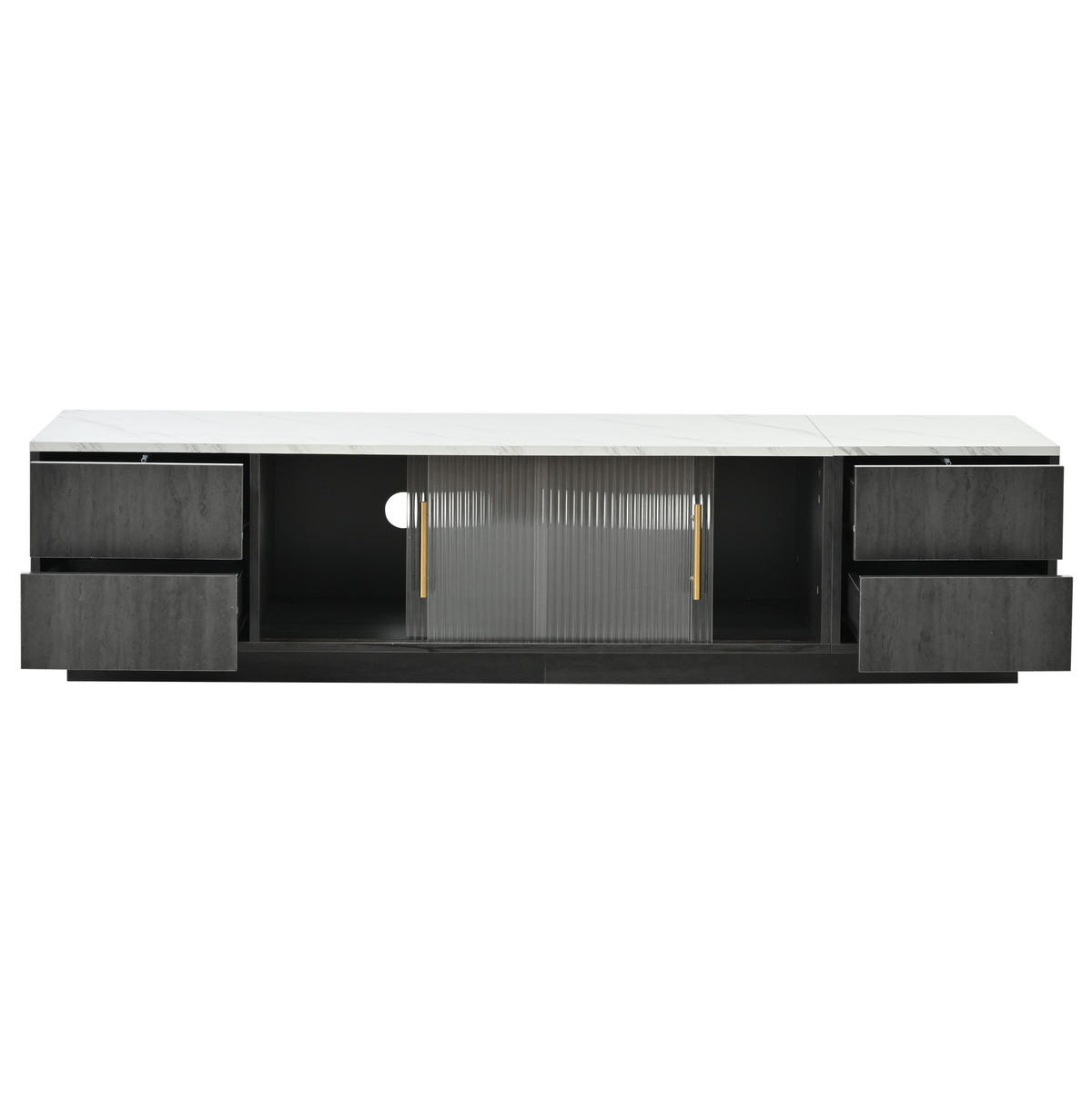 TV-LOWBOARD 160/40/38,5 cm mit 4 Schubladen und Kabeldurchlass - Grau, Holzwerkstoff (160/38.5/40cm) - BEAOK
