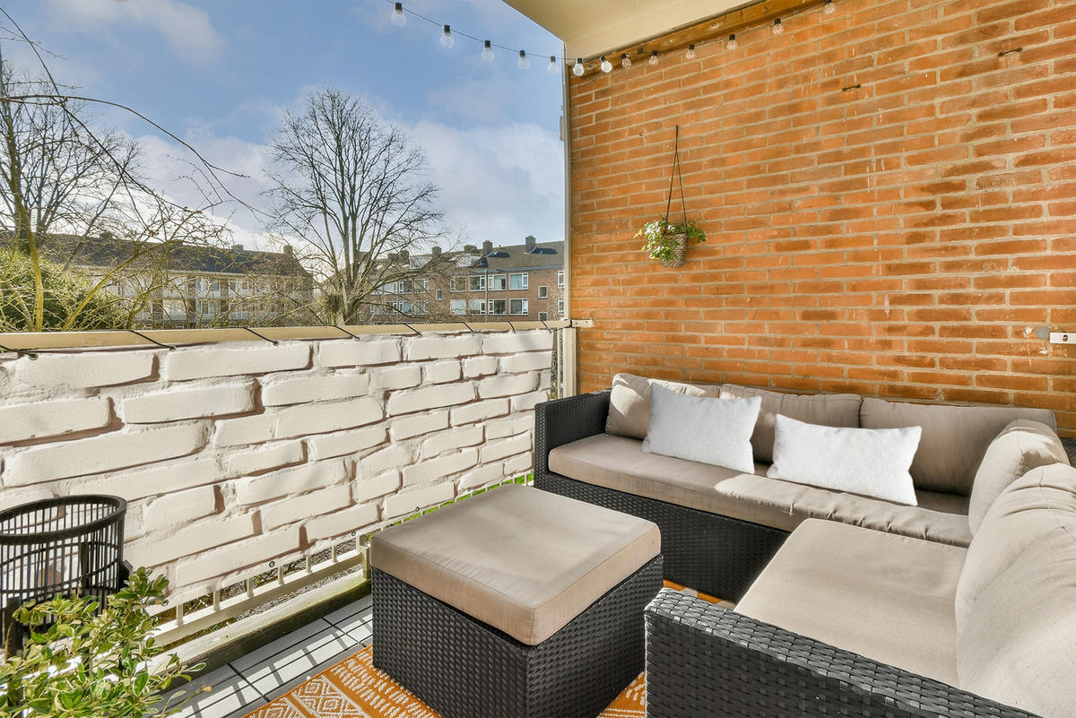 BALKON-SICHTSCHUTZ Ziegel - Wand - Licht - Weiß - Creme, Kunststoff (300/100cm) - MuchoWow