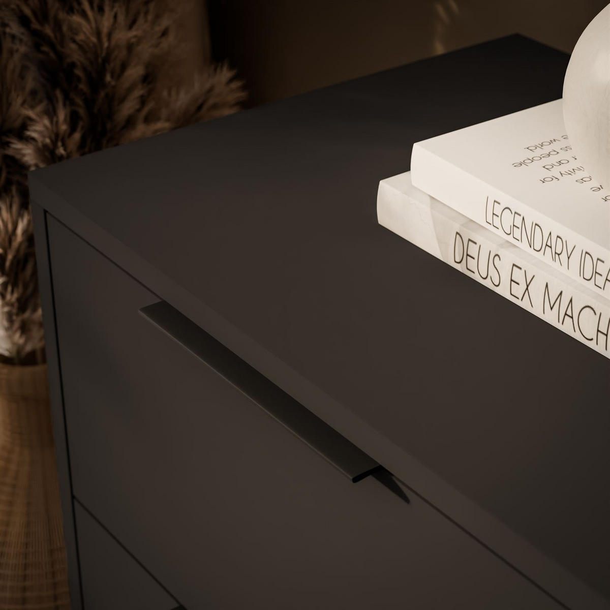 KOMMODE NELA mit Lamellen, Graphit/Artisan - Graphitfarben, Holzwerkstoff (105/86/45cm) - Lookway