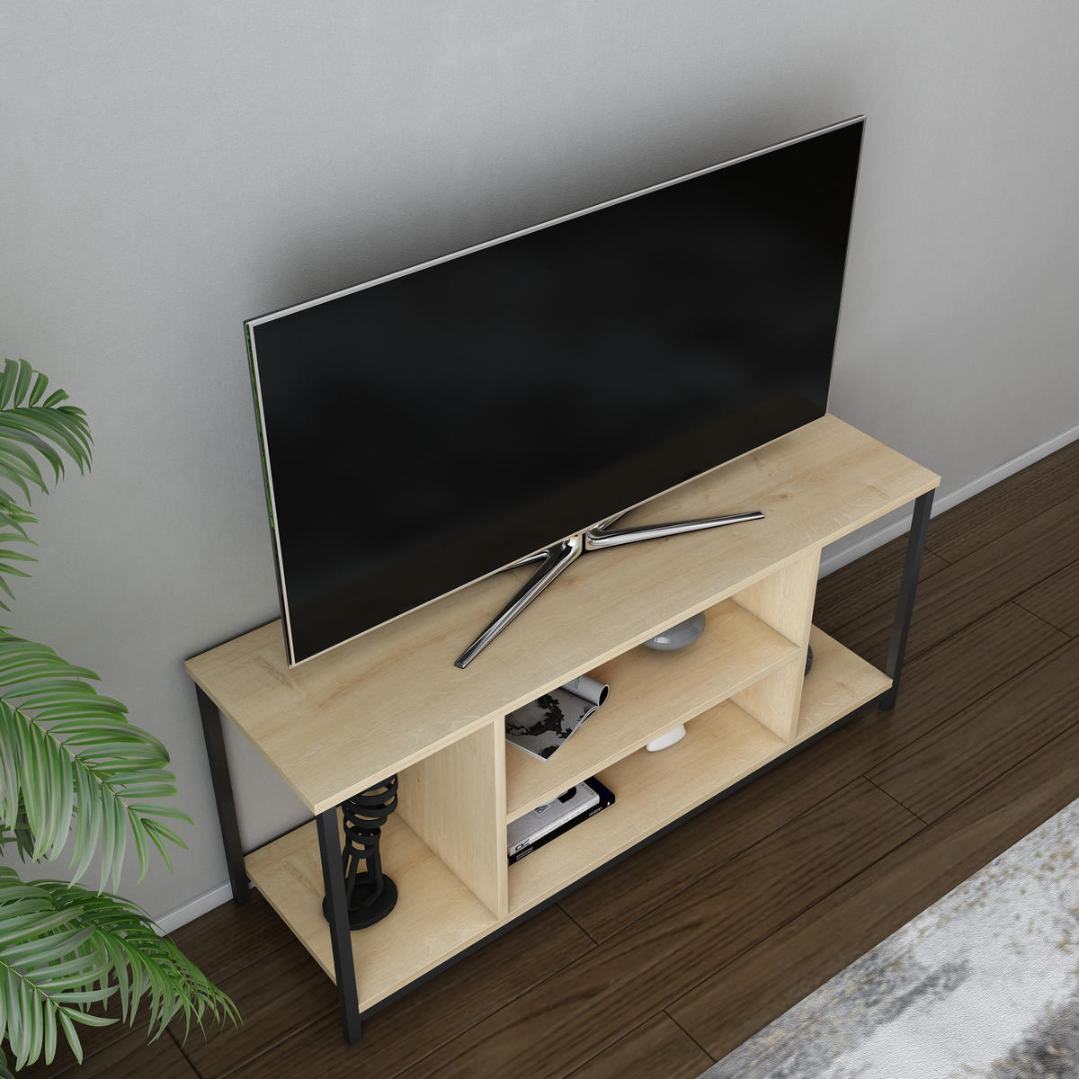 TV-ELEMENT Rinaldo Schwarz-Eiche - Mooreichefarben, Holzwerkstoff (120/51/35cm) - Decorotika